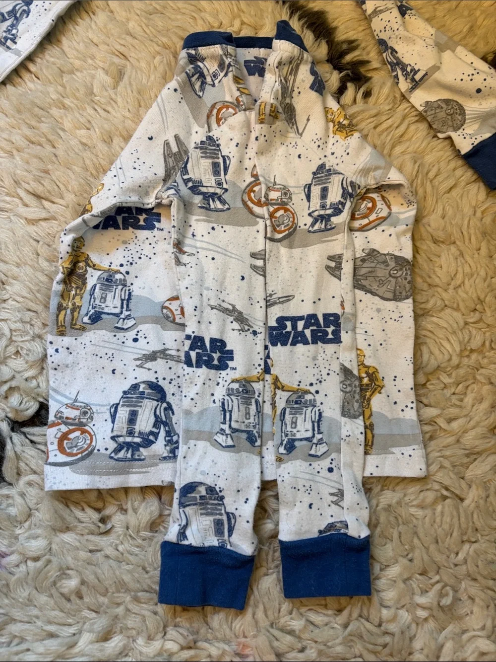 Star Wars White and Blue Kids Pajama Set with Character Prints
